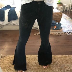 Free People super flare black jeans short